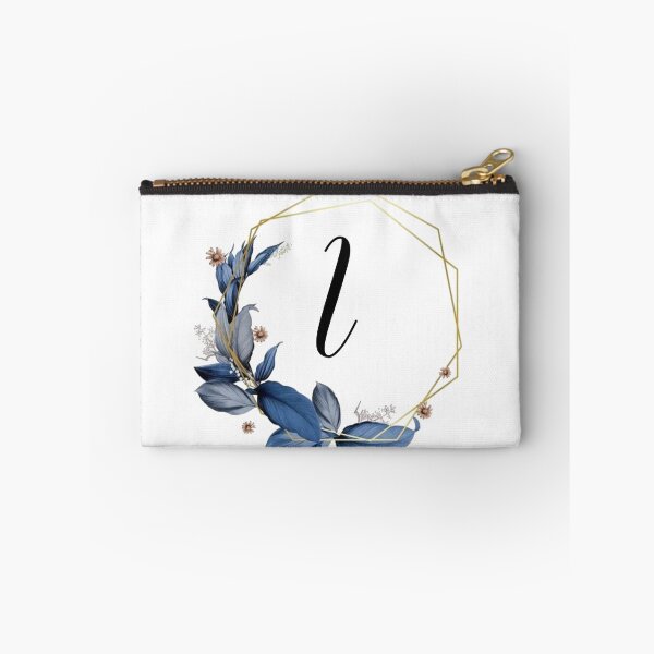 Item preview, Monogram Gold Frame with Blue Leaves | Monogram Letter I designed and sold by JustSeasons.