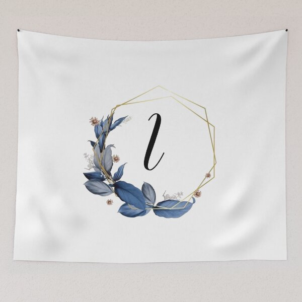 Item preview, Monogram Gold Frame with Blue Leaves | Monogram Letter I designed and sold by JustSeasons.