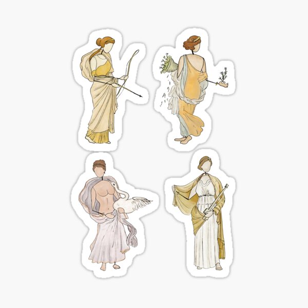 Item preview, Ladies of the Villa of Ariadne - Flora, Medea, Leda and Diana sticker set designed and sold by GreekMythComix.