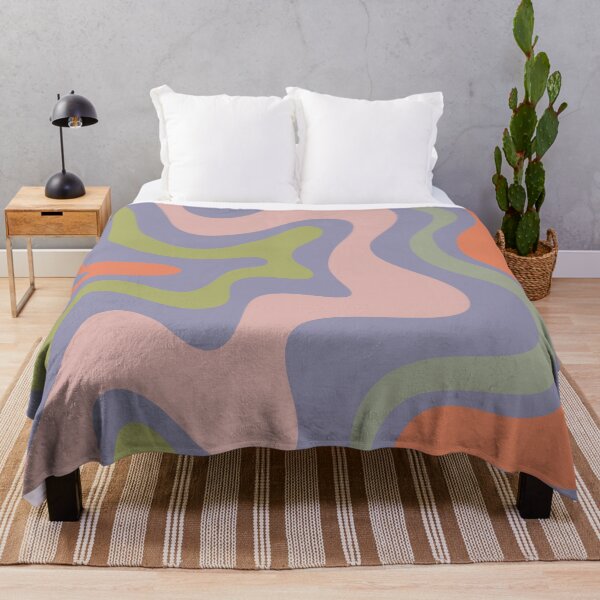 Item preview, Liquid Swirl Retro Abstract Pattern 6 in Lavender Blue, Celadon, Lime Green, Cantaloupe Orange, and Pale Pink designed and sold by kierkegaard.