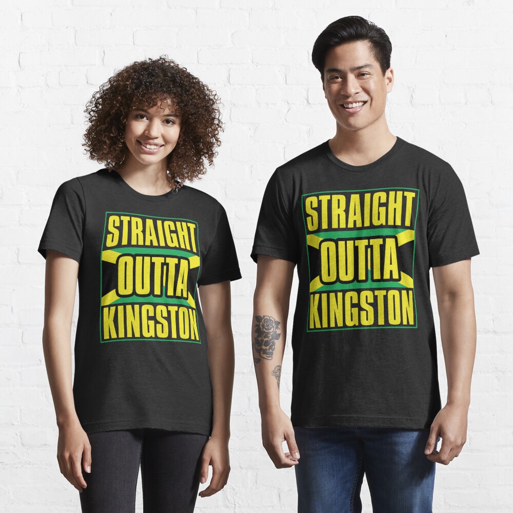 Straight Outta Kingston Jamaica Tourist Attraction - Jamaican Flag,  Jamaican Slang Essential T-Shirt for Sale by Big Up Jamaica