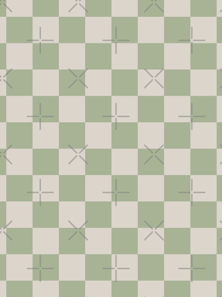 Checkerboard Check Checkered Pattern in Sage Green and Beige