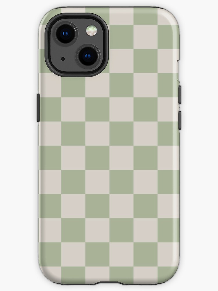 Checkerboard Check Checkered Pattern in Mushroom Beige and Cream iPhone Case  by Kierkegaard Design Studio