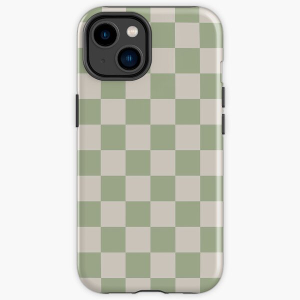 Disover Checkerboard Check Checkered Pattern in Sage Green and Beige | iPhone Case