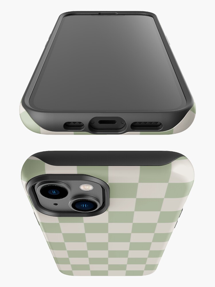Disover Checkerboard Check Checkered Pattern in Sage Green and Beige | iPhone Case