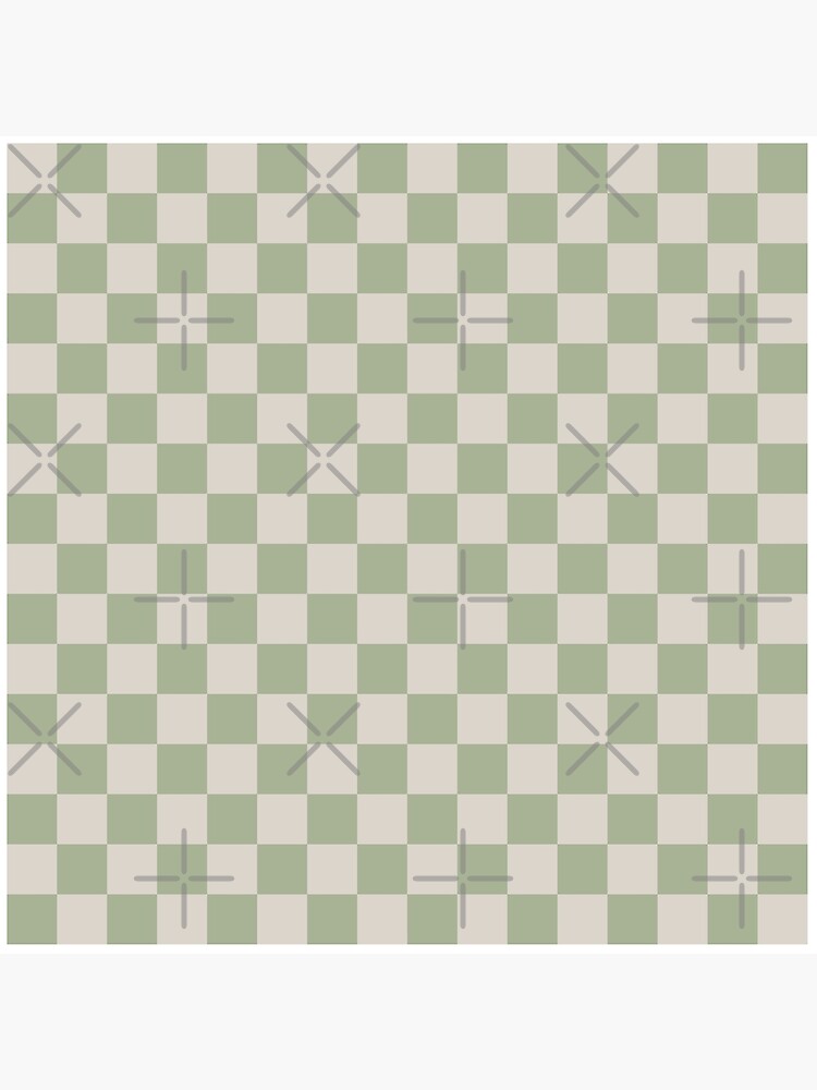 Checkerboard Check Checkered Pattern in Sage Olive Green and Beige