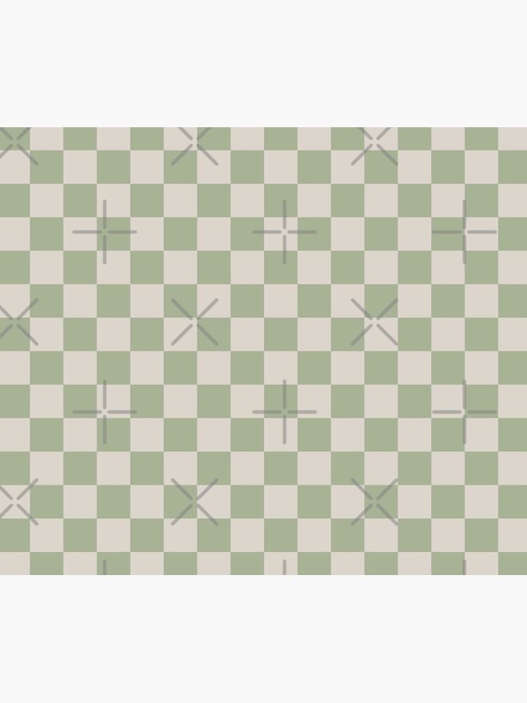 Disover Checkerboard Check Checkered Pattern in Sage Green and Beige Shower Curtain