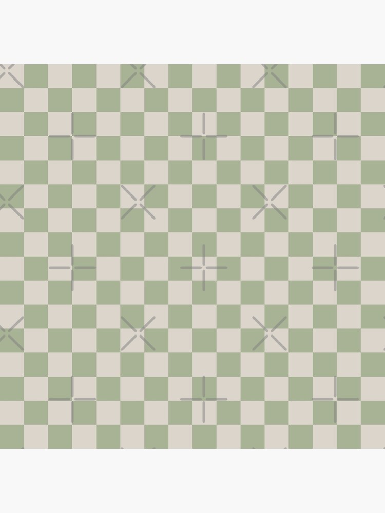 Checkerboard Check Checkered Pattern in Sage Olive Green and Beige
