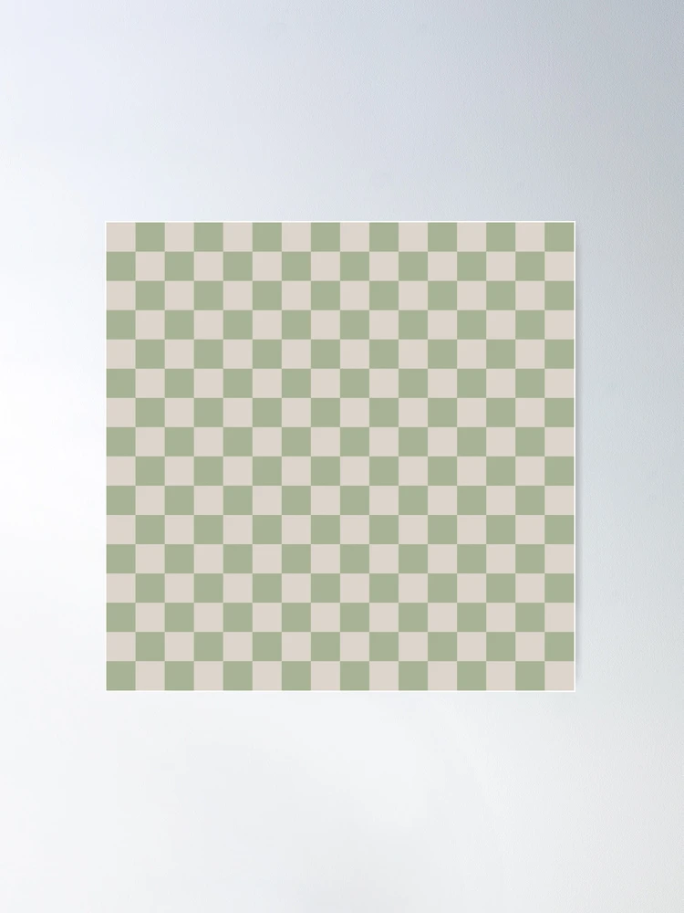 Checkerboard Check Checkered Pattern in Sage Green and Beige Poster for  Sale by kierkegaard