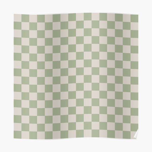 Checkerboard Check Checkered Pattern in Sage Olive Green and Beige Poster  for Sale by kierkegaard