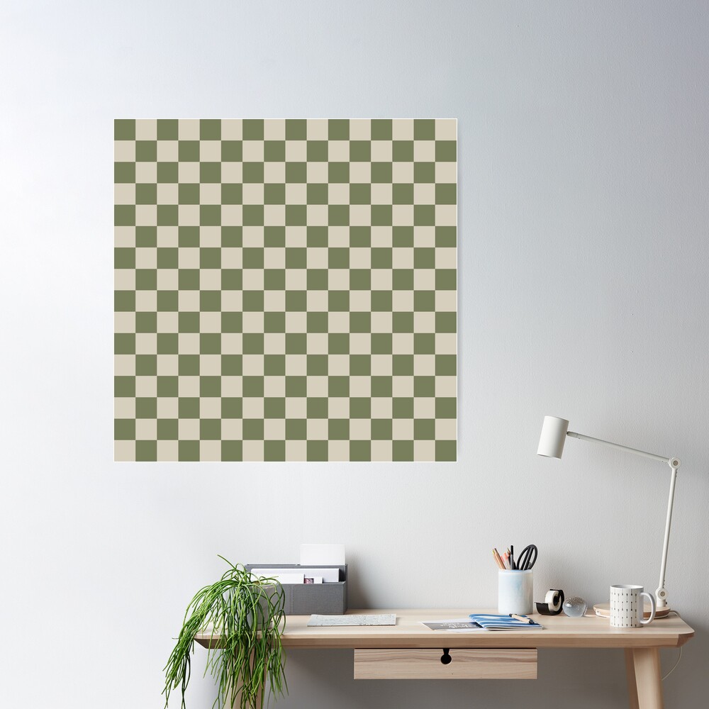 Checkerboard Check Checked Pattern in Pale Neutral Beige and White