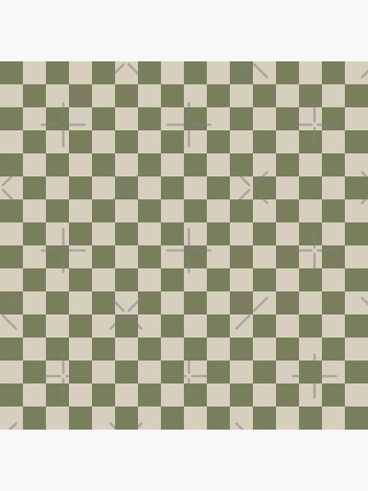 Checkerboard Check Checkered Pattern in Sage Green and Beige Essential T- Shirt for Sale by kierkegaard