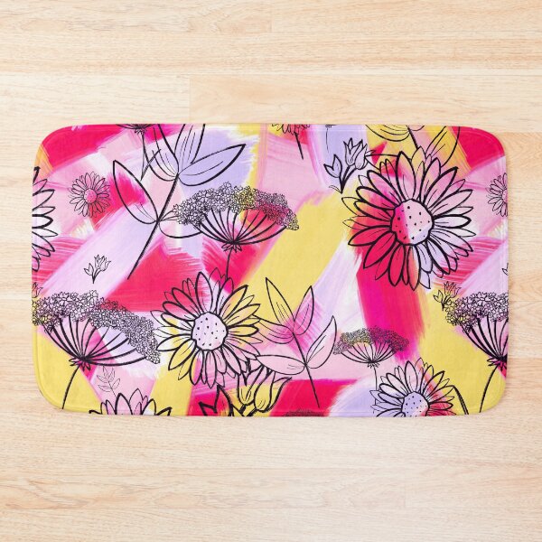 Artikelvorschau, Cerise & Yellow Paintbrush Florals entworfen und verkauft von DesignsByJaycee.