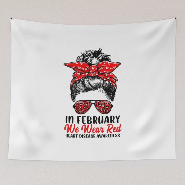 Item preview, In February We Wear Red Messy Bun - Heart Disease Awareness designed and sold by ryanbrian.