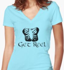 IRISH DANCE GET REEL Women's Fitted V-Neck T-Shirt