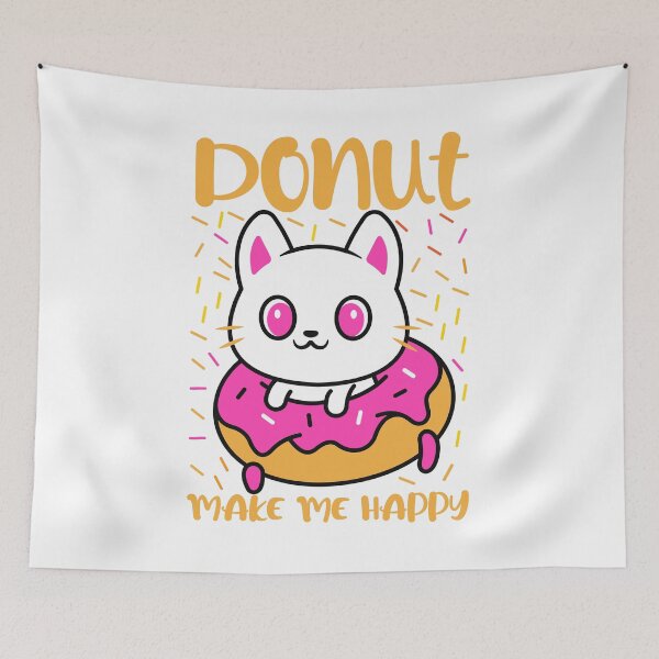 Item preview, donut make me happy-funny animals typography designed and sold by Hartics.