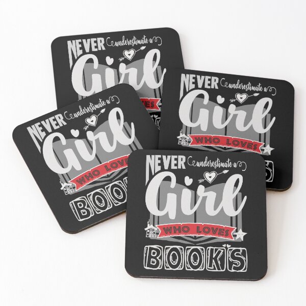 Item preview, never underestimate a girl who loves books - funny quote designed and sold by VichallanStudio.