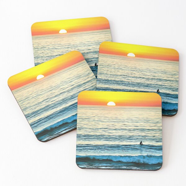 Item preview, WATERCOLOR BLUE BEACH WITH SUNSET designed and sold by GamaArtDesign.