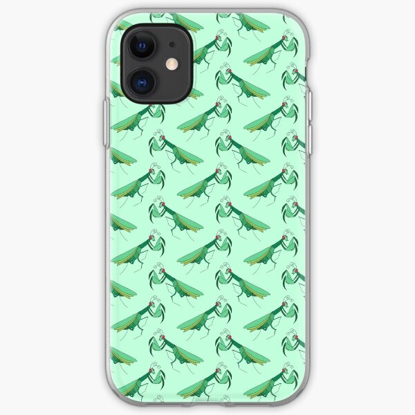 Green Praying Mantis Pattern iPhone Soft Case