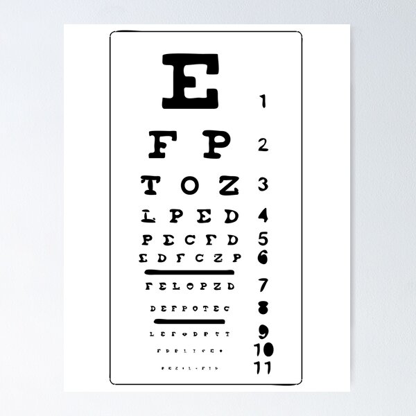 Snellen Chart Optimetric Eyesight Test Poster for Sale by quackynaut