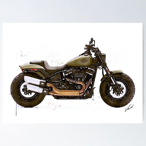 Item preview, Watercolor Classic American Muscle bike Motorcycle - original watercolor by Vart. designed and sold by vartstudio.