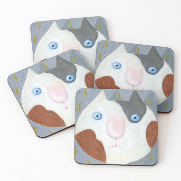 Item preview, Cute calico cat portrait in oil pastel designed and sold by dariaikuznets.