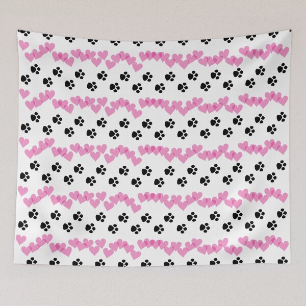 Item preview, Valentine's Day Black Paw Prints with Pink Hearts Rememberance Pattern designed and sold by infinitygrafix.