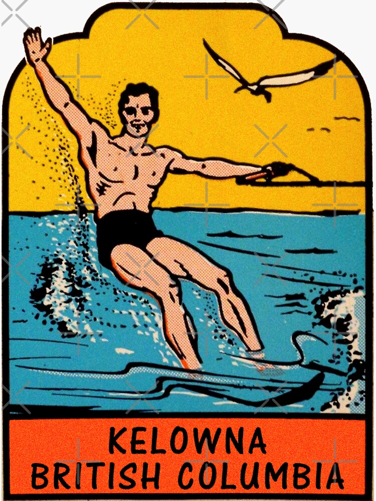 "Kelowna British Columbia Vintage Travel Decal" Sticker for Sale by