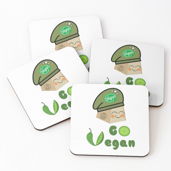 Item preview, Go Vegan- Tofu with Military beret designed and sold by BronikowskiART.