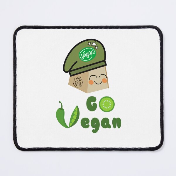 Item preview, Go Vegan- Tofu with Military beret designed and sold by BronikowskiART.
