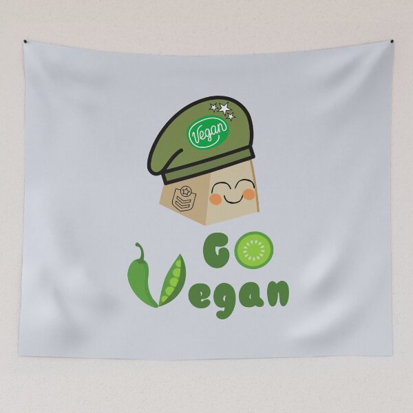 Item preview, Go Vegan- Tofu with Military beret designed and sold by BronikowskiART.