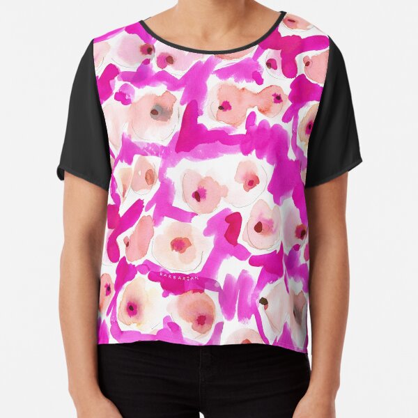 WILD BOOBS Pink Pattern Chiffon Top