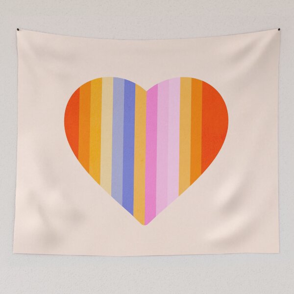 Item preview, Retro Rainbow Heart with vertical stripes on blush designed and sold by Dominiquevari.