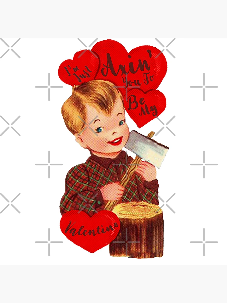 Large Vintage Valentines Day Card Creepy Boy and Girl With Lit