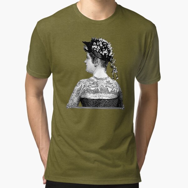Tattooed Victorian Woman | Victorian Tattoos | Vintage Tattoos | Tattoo Art | Tri-blend T-Shirt