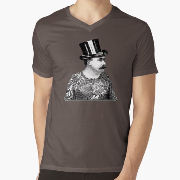 Tattooed Victorian Man | Victorian Tattoos | Vintage Tattoos | Tattoo Art | V-Neck T-Shirt