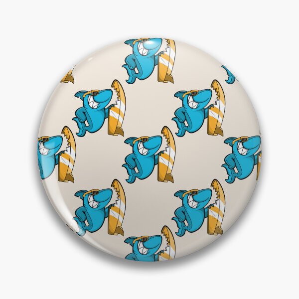 Item preview, Funny Cool Blue Shark Surfboard Cartoon Pattern designed and sold by LADistrictGarb.