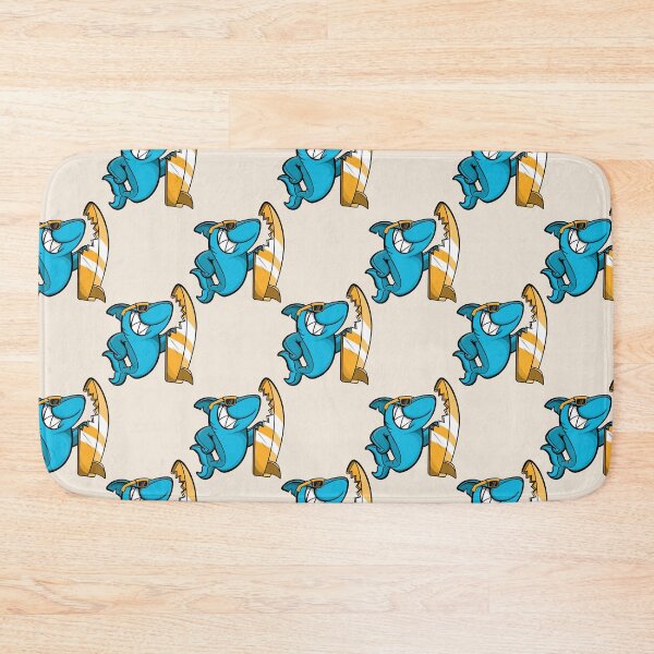 Item preview, Funny Cool Blue Shark Surfboard Cartoon Pattern designed and sold by LADistrictGarb.
