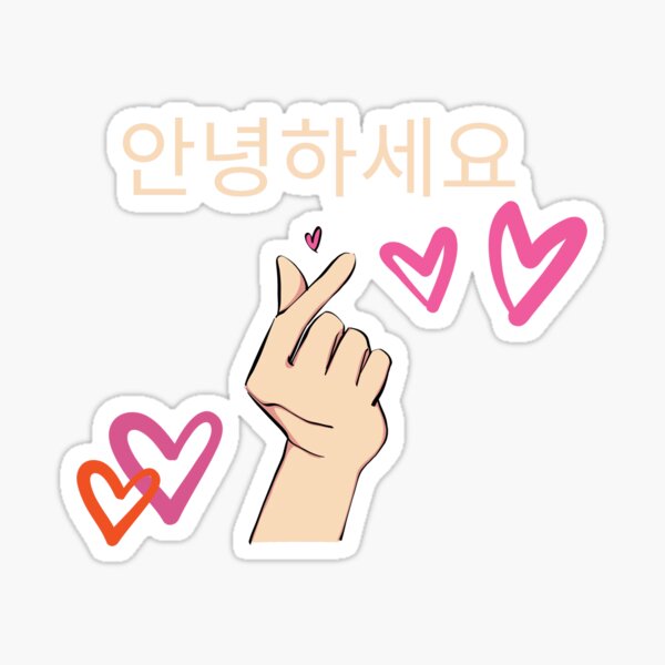 Hello Korean Hearts Sticker