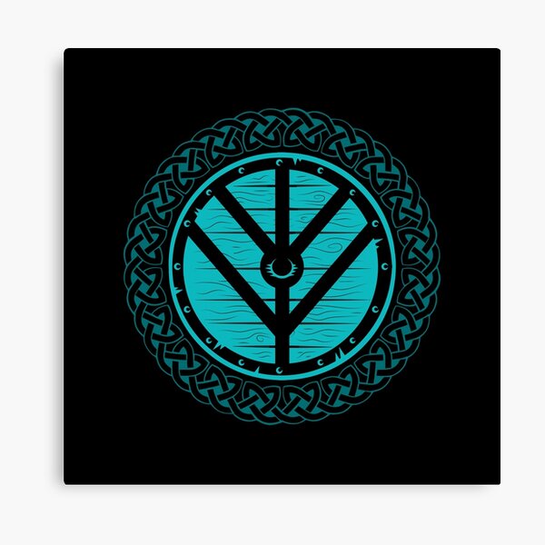 Viking Shieldmaiden Vegvisir Canvas Wall Art – Blue Pagan