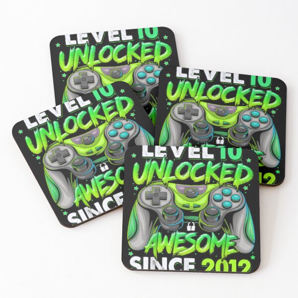 Item preview, Level 10 Unlocked Awesome Since 2012 10th Birthday Gaming T-Shirt designed and sold by selimane.