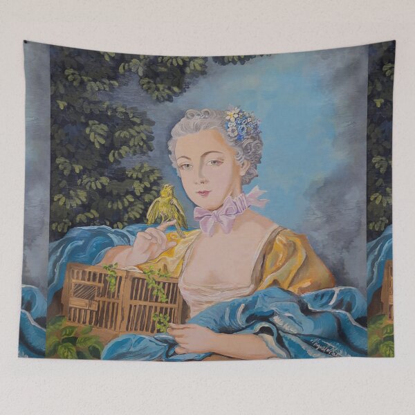 Item preview, Romantic scene Marie with a bird by François Boucher art by Miguel Matos Official designed and sold by MiguelMatosArt.