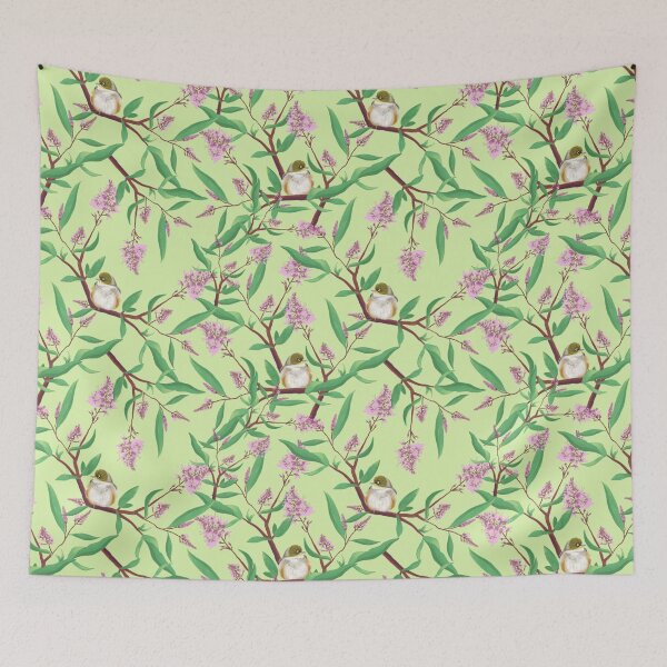 Item preview, Hebe Flowers and Silver Eye Birds designed and sold by SquibbleDesign.