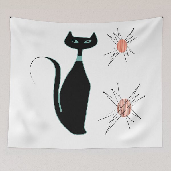 Item preview, MCM Kitty with Textured Starbursts designed and sold by LisWilliams.