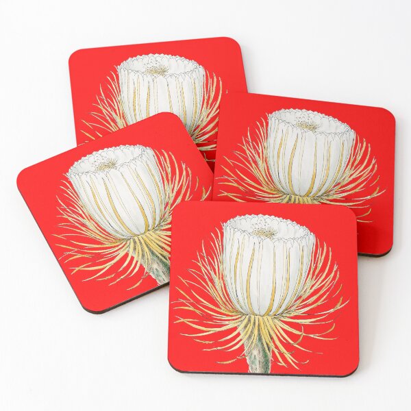 Item preview, A Bright Red Backdrop with A Cactus Flower Illustration Design  designed and sold by beddreams.