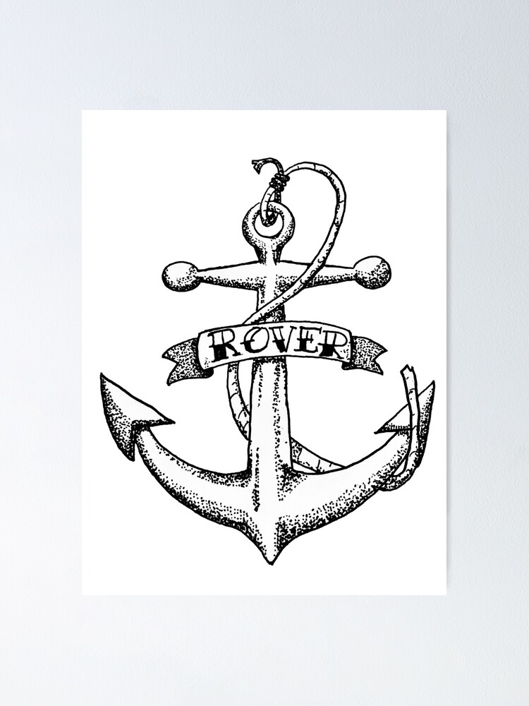 Póster for Sale con la obra «Ancla Pirata Tradicional Tatuaje» de