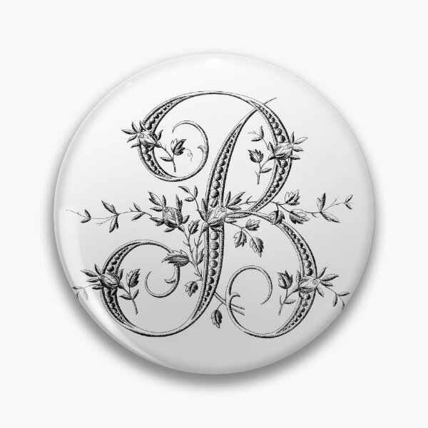 Item preview, B Monogram Initial Vintage French Rosebud Letter in Black designed and sold by artanlei.
