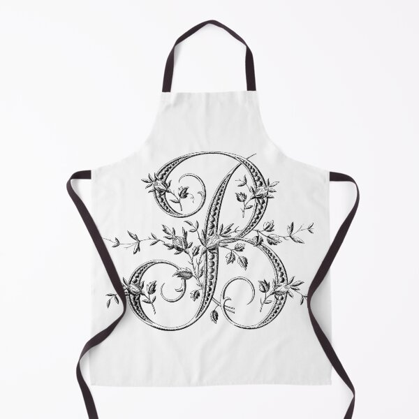 Item preview, B Monogram Initial Vintage French Rosebud Letter in Black designed and sold by artanlei.