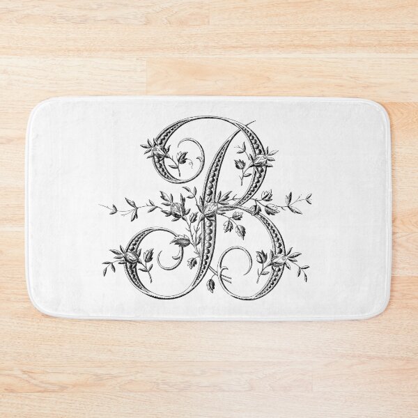 Item preview, B Monogram Initial Vintage French Rosebud Letter in Black designed and sold by artanlei.