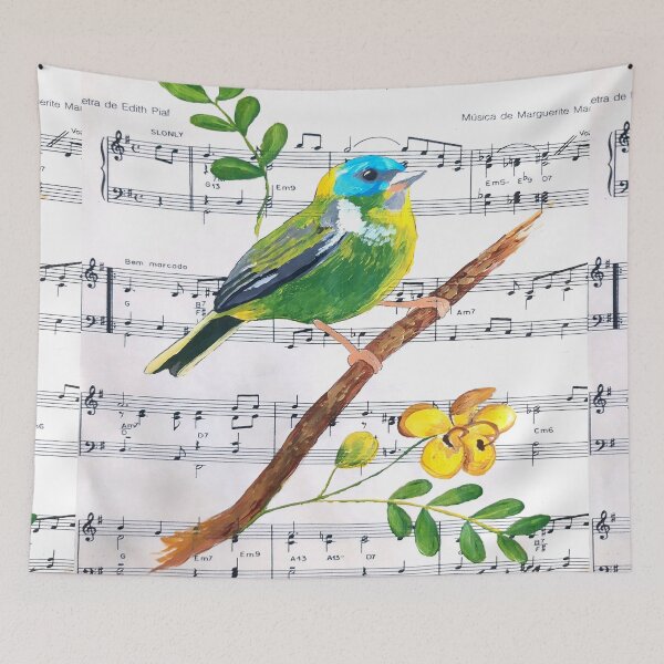 Item preview, pájaro colorido canta naturaleza, arte de Miguel Matos Oficial designed and sold by MiguelMatosArt.